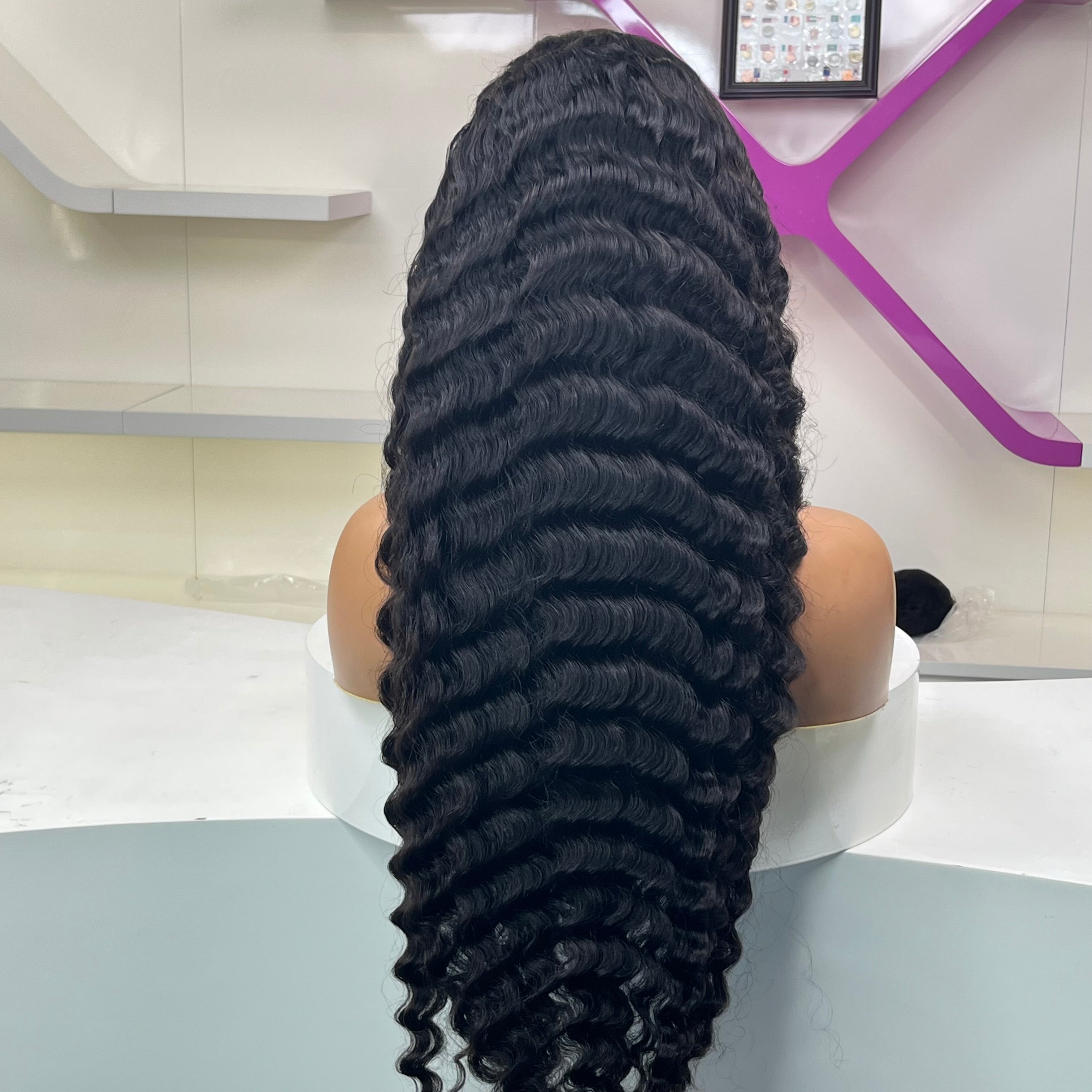 XBLhair Bleached Knots 200% Density Glueless Ready to Go 5x5 HD Closure Wig Pineapple Wave with C Part and  Preplucked Hairline