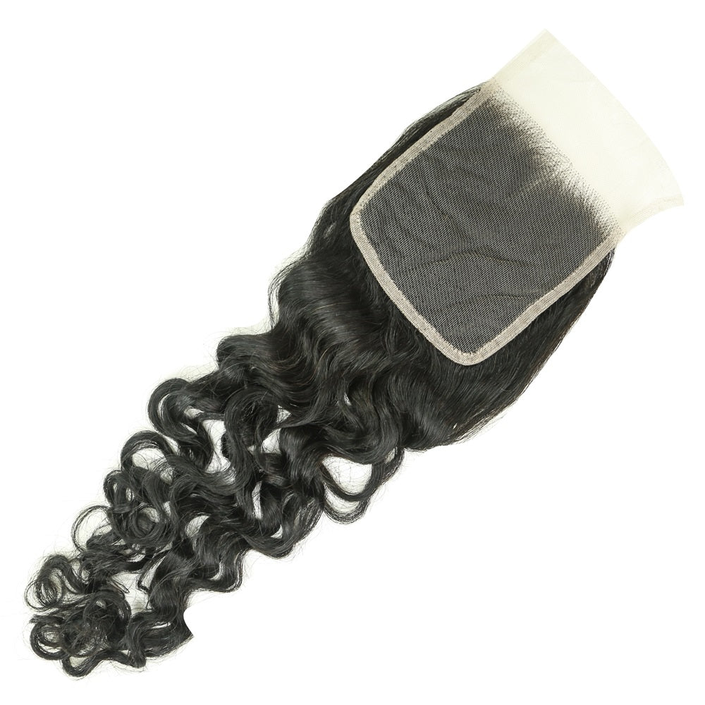 XBL Hair 4x4 Transparent Lace Closure Water Wave Free Part 100% Human Hair