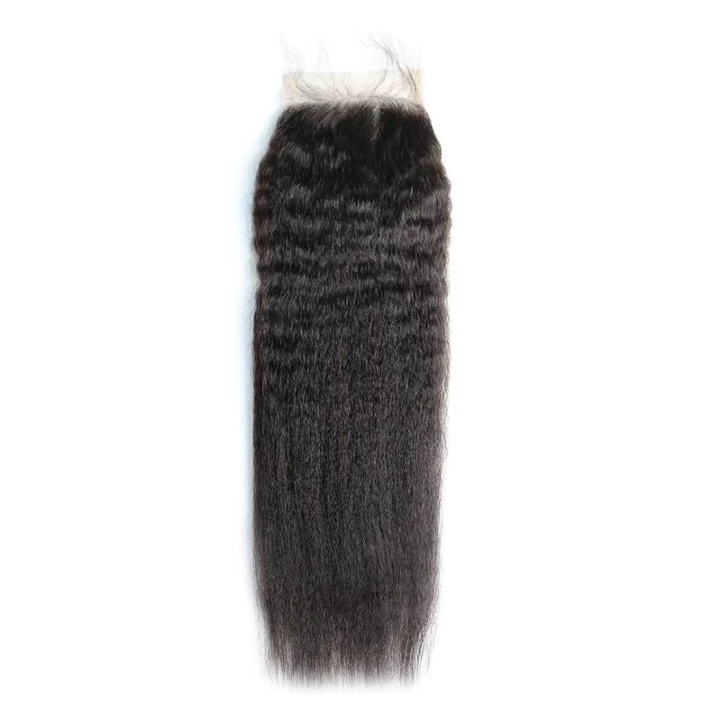 XBL Hair 9A/10A12A Kinky Straight Human Hair Bundles with 5x5 Closure
