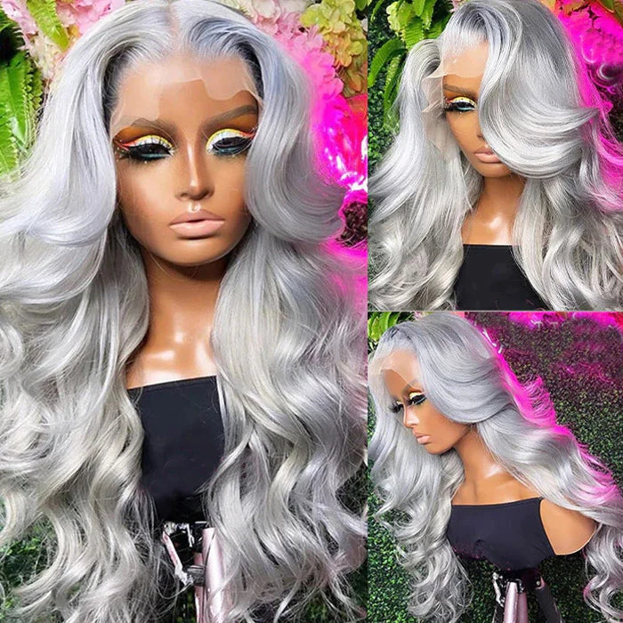 XBL Hair Silver Gray 13x4 Body Wave Wig Silver Color 100% Human Hair Wig