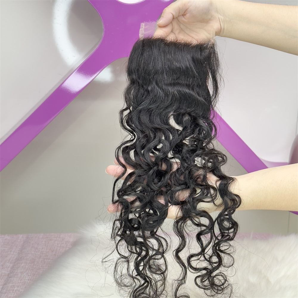 XBL Hair 4x4 HD Lace Closure Water Wave Free Part 100% Human Hair