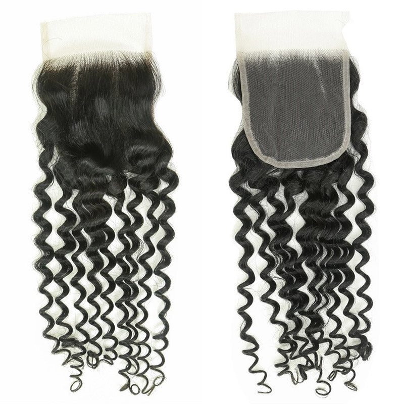 XBL Hair 4x4 Transparent Lace Closure Deep Wave Natural Black