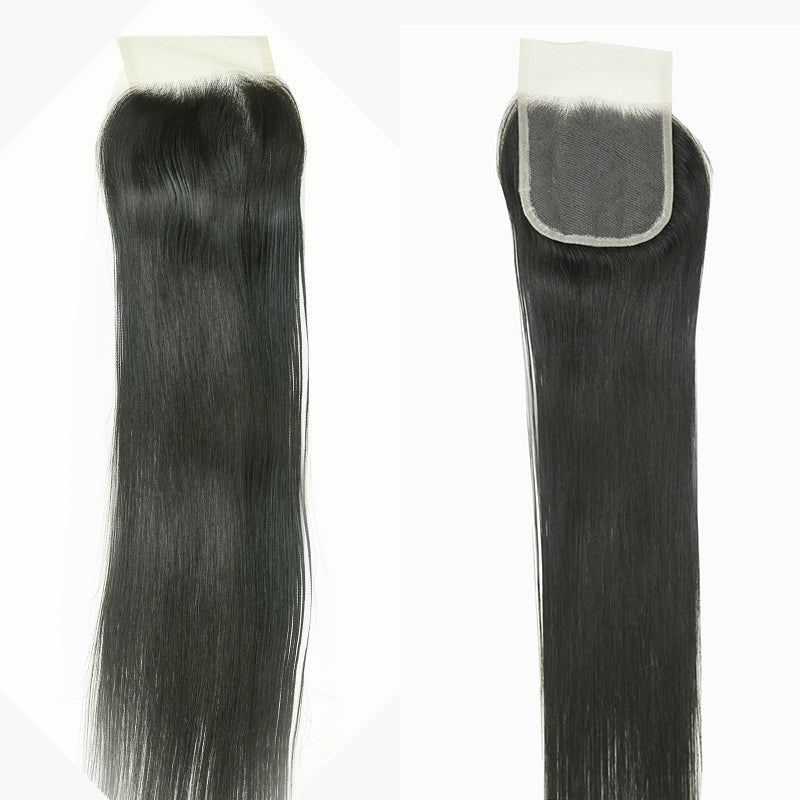 XBL Hair 4x4 Transparent Lace Closure Straight Small Knots 100% Human Hair