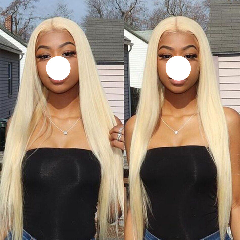 XBL Hair #613 Blonde Straight Human Hair 3 Bundles with 13x4 Frontal