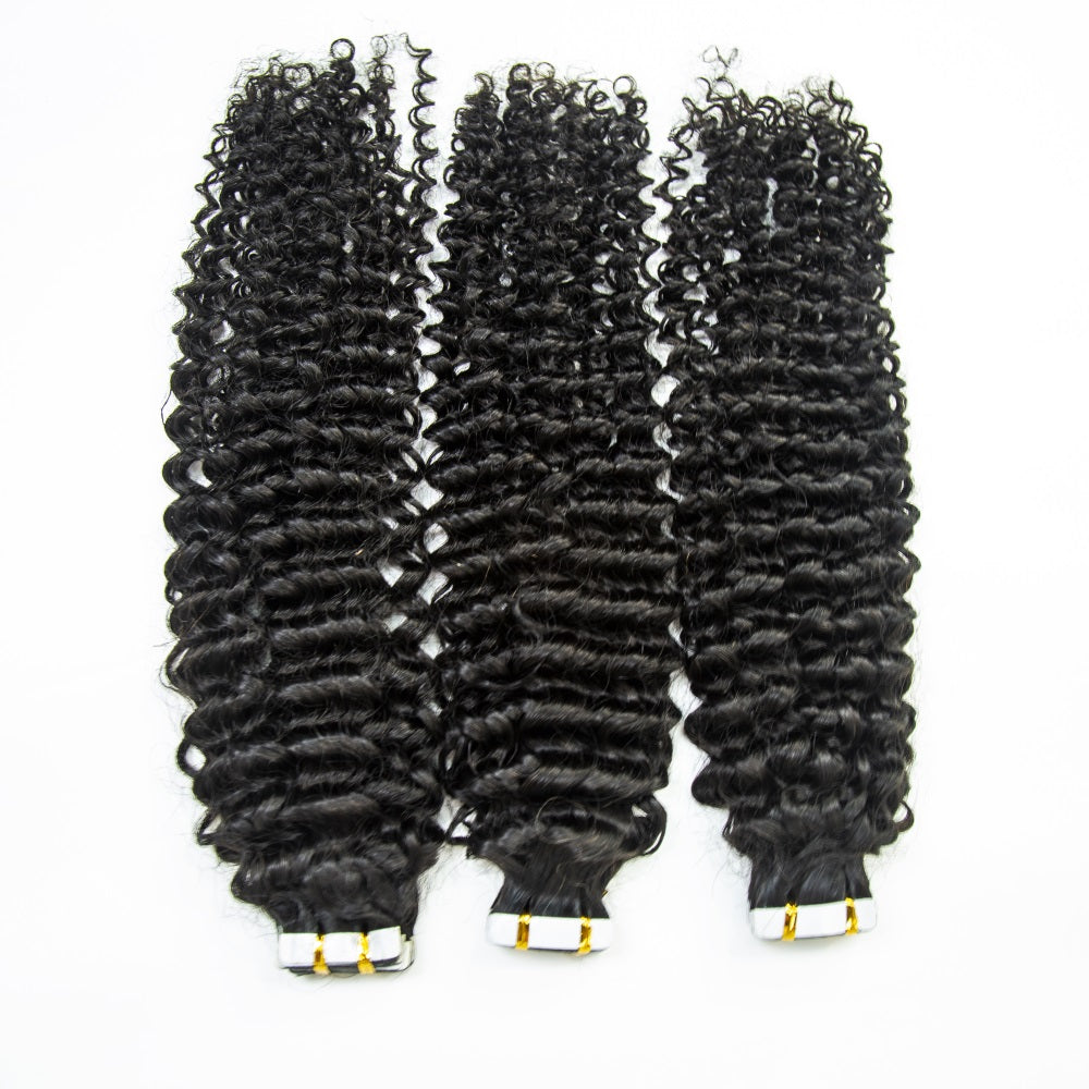 XBL Hair Curly Tape In 100% Virgin Human Hair Tape Ins Hair Extensions