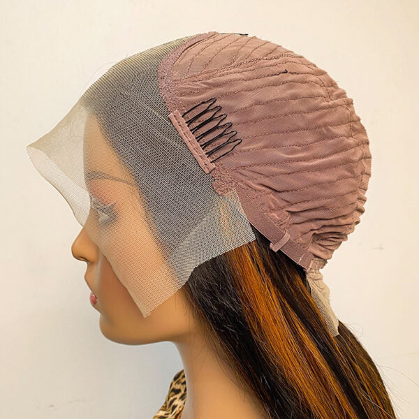 XBLhair OEM Straight Hair Highlight 1b/30 13x4 Transparent Lace Frontal Wigs
