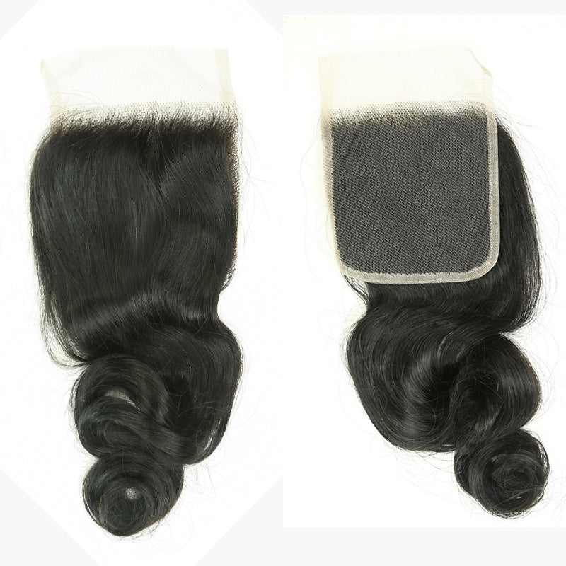 XBL Hair 4x4 Transparent Lace Closure Loose Wave 100% Human Hair Free Part