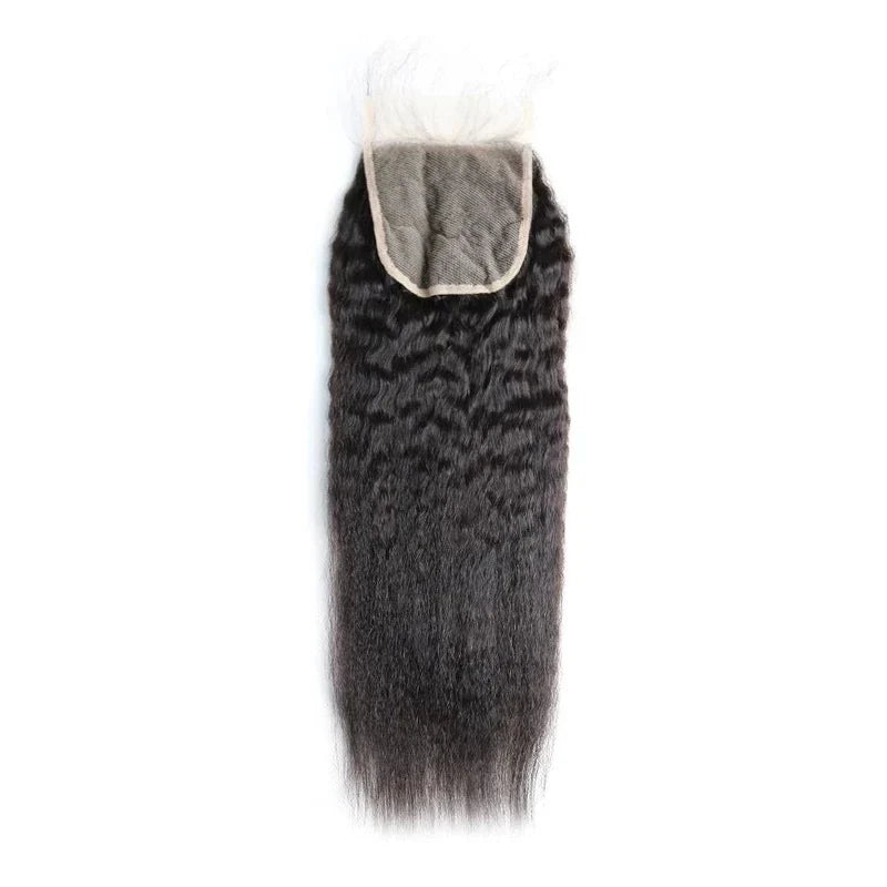 XBL Hair 9A/10A12A Kinky Straight Human Hair Bundles with 5x5 Closure