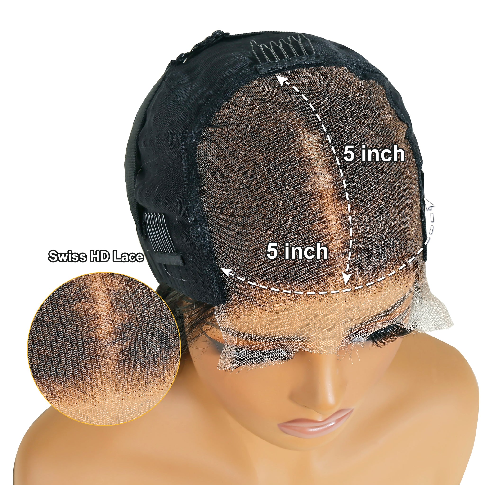 XBL Hair 4x4/5x5/6x6 HD Lace Closure Wig Pineapple Wave Human Hair Wig Bleached Small Knots