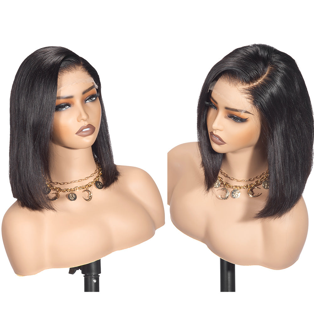 XBL Hair Bob Wig 5x5 HD Lace Straight Short Wig Human Hair Bob Wig With C-part