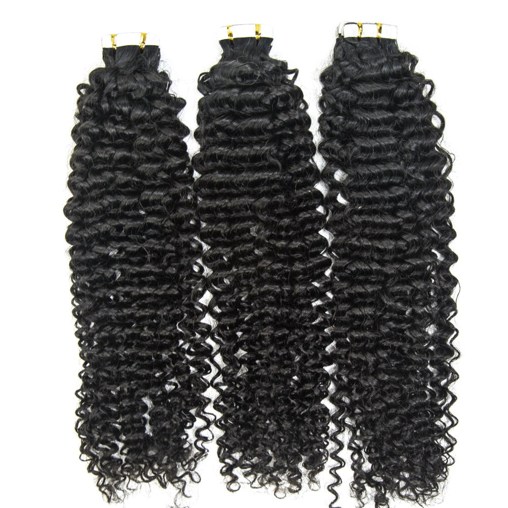 XBL Hair Curly Tape In 100% Virgin Human Hair Tape Ins Hair Extensions