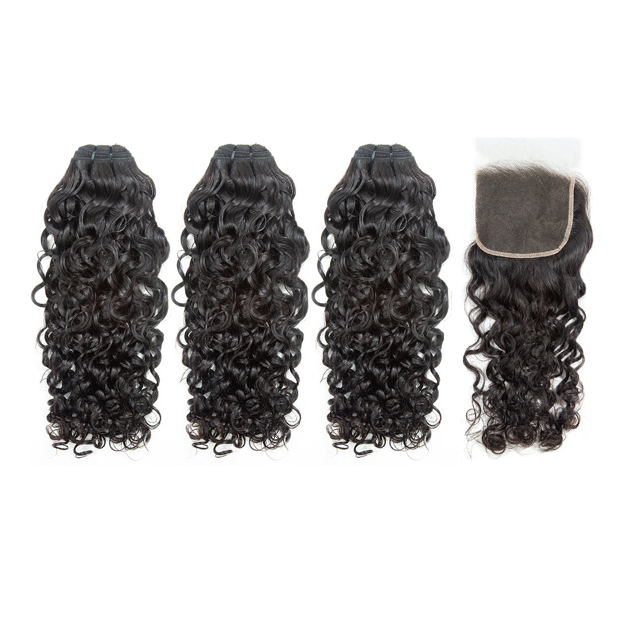 XBL Hair 9A/10A12A Brazilian Water Wave 3 Bundles Human Hair Bundles with 5x5 Closure Small Knots