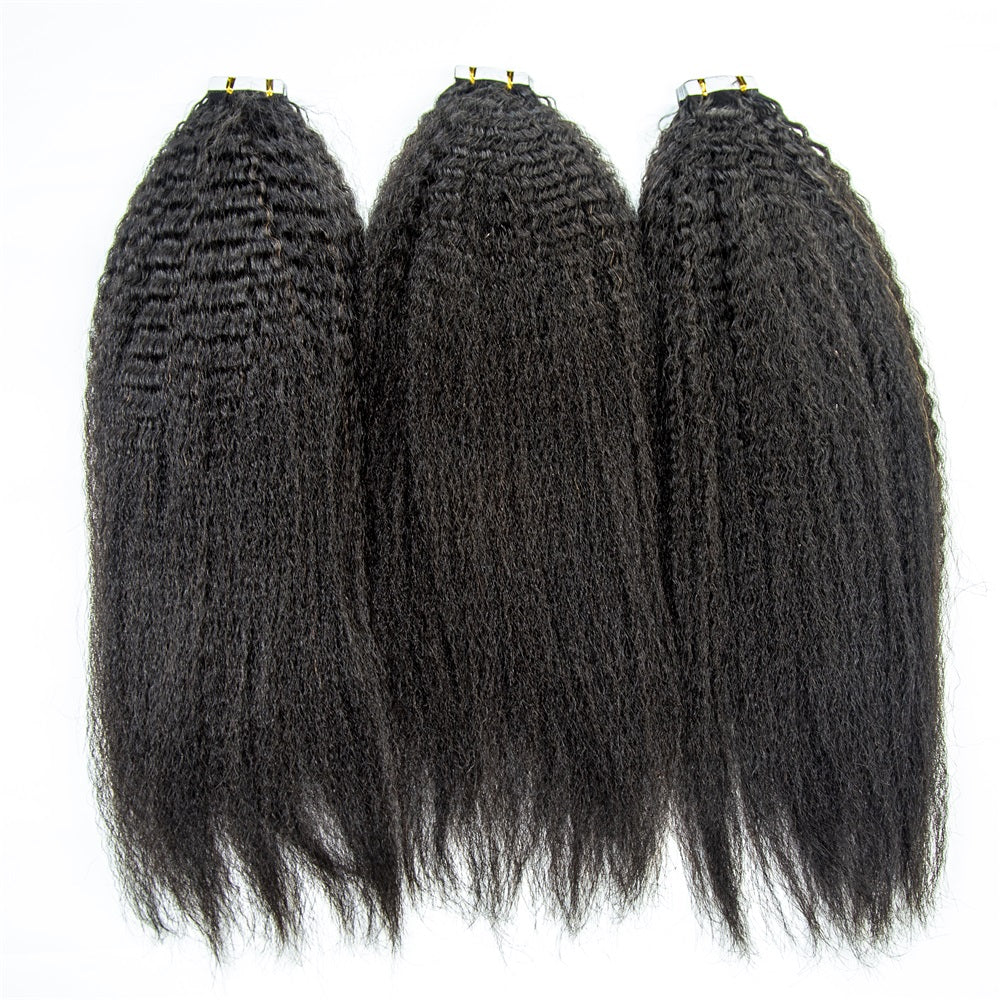 XBL Hair Cuticle Aligned Unprocessed Virgin hair Kinky Straight Tape Hair Extension Tape Ins