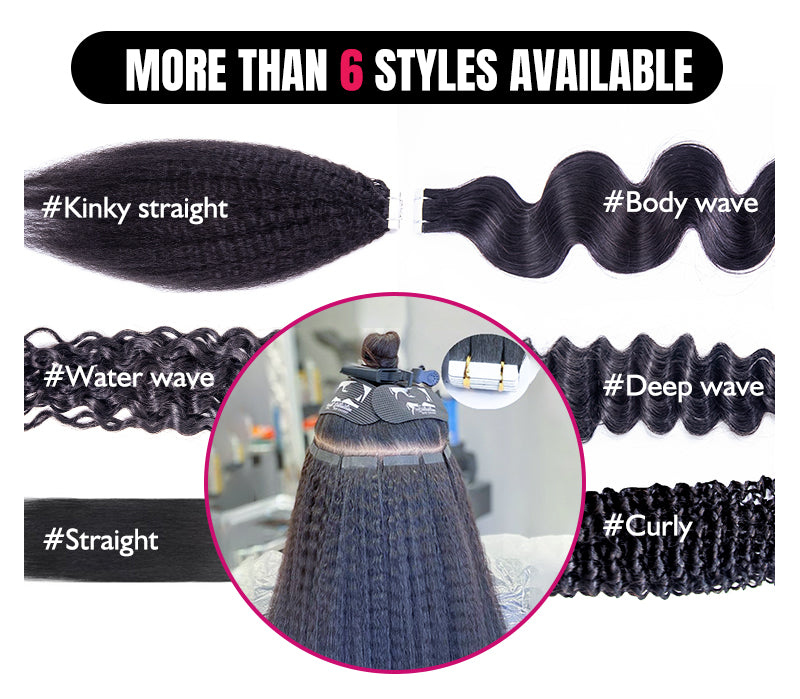 XBL Hair Cuticle Aligned Unprocessed Virgin hair Kinky Straight Tape Hair Extension Tape Ins
