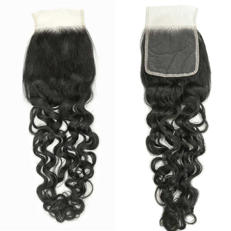 XBL Hair 4x4 Transparent Lace Closure Water Wave Free Part 100% Human Hair