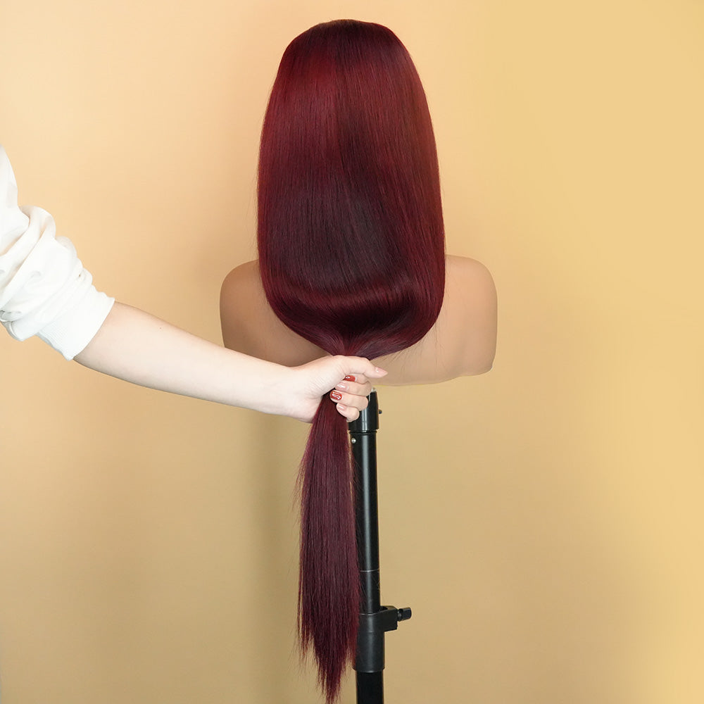 XBL Hair 99J Wig Human Hair Wig 13x4 Lace Front Wig Straight Lace Frontal Wig