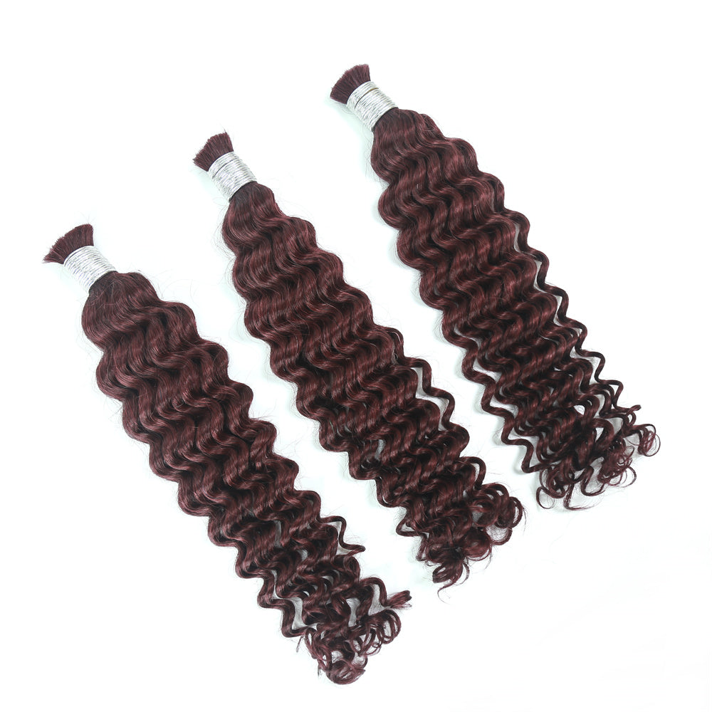 XBLhair Braiding Hair 99j Colored Deep Wave Braiding Hair Bulk Human Hair for Braiding