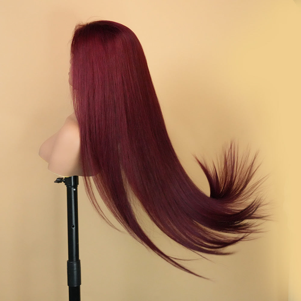 XBL Hair 99J Wig Human Hair Wig 13x4 Lace Front Wig Straight Lace Frontal Wig