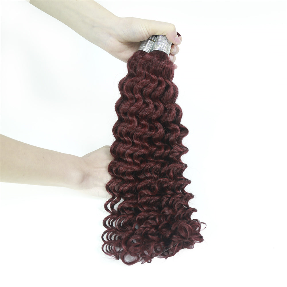 XBLhair Braiding Hair 99j Colored Deep Wave Braiding Hair Bulk Human Hair for Braiding