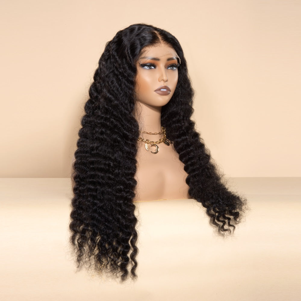 XBL Hair Deep Wave Wig 13x4/13x6 HD Lace Frontal Wig Can Make Deep Part Bleached Small Knots