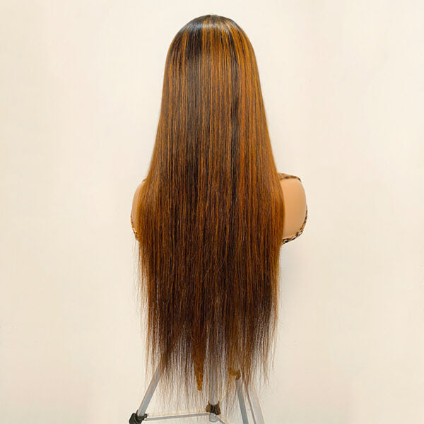 XBLhair OEM Straight Hair Highlight 1b/30 13x4 Transparent Lace Frontal Wigs