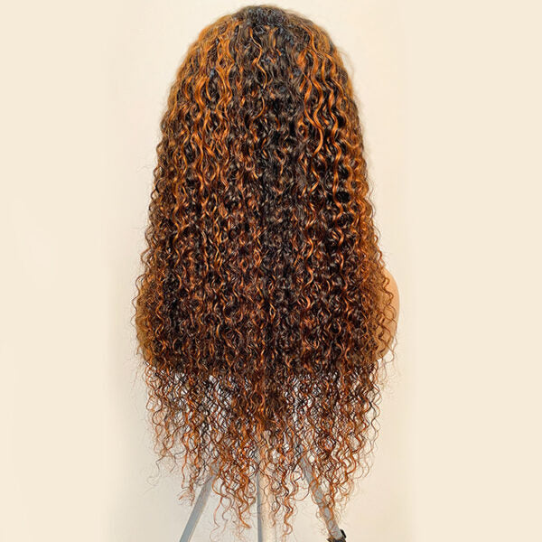 XBLhair OEM Curly Hair Highlight 1b/30 13×4 Transparent Lace Frontal Wigs