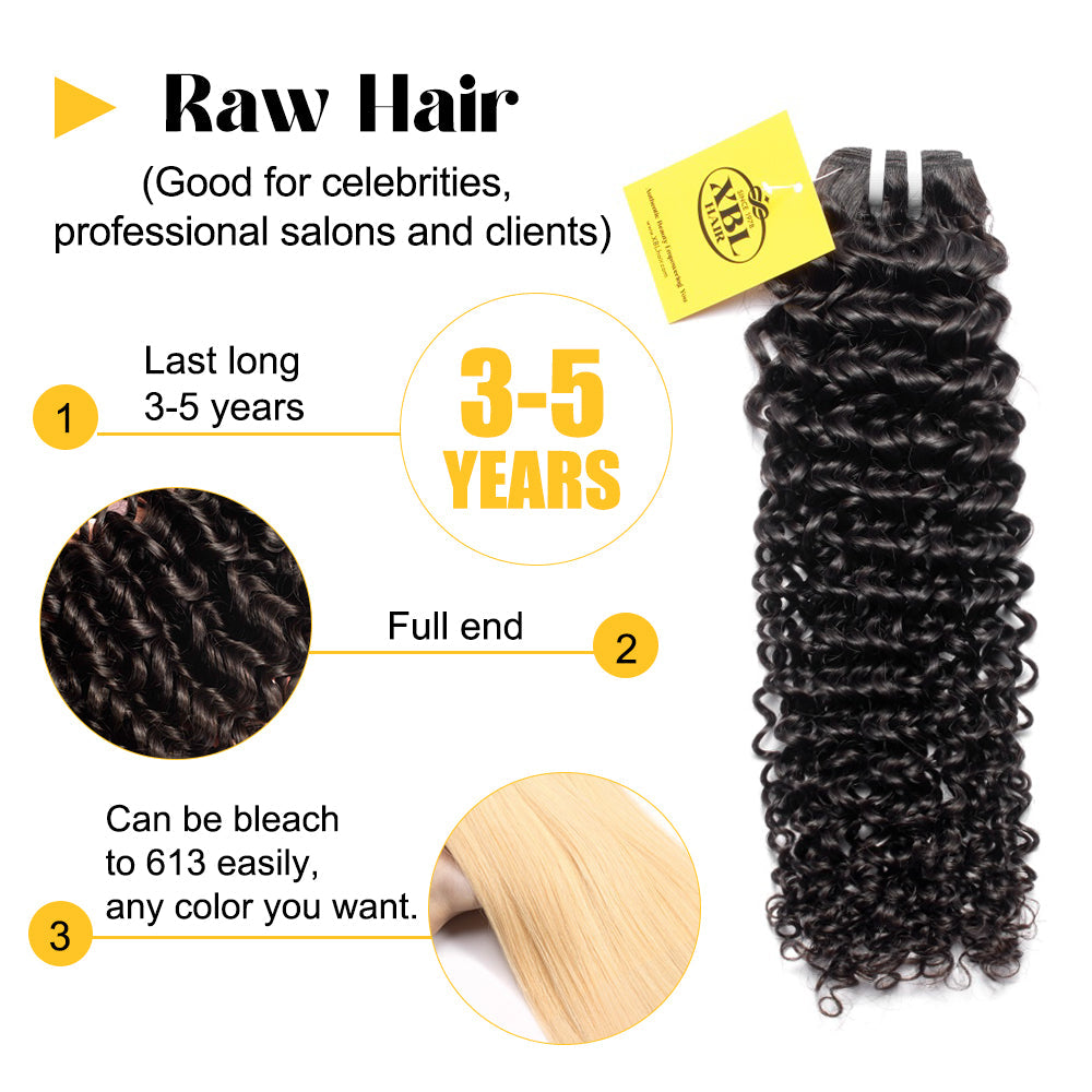 XBLhair Miss Flawless Raw Hair One Donor Hair 3 Bundles/Lot Curly Hair Weaves Hair Bundles