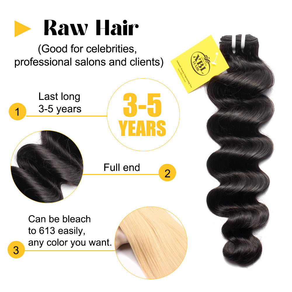 XBLhair Miss Flawless Raw Hair Loose Deep Hair 3Pcs Human Hair Extensions From One Donor