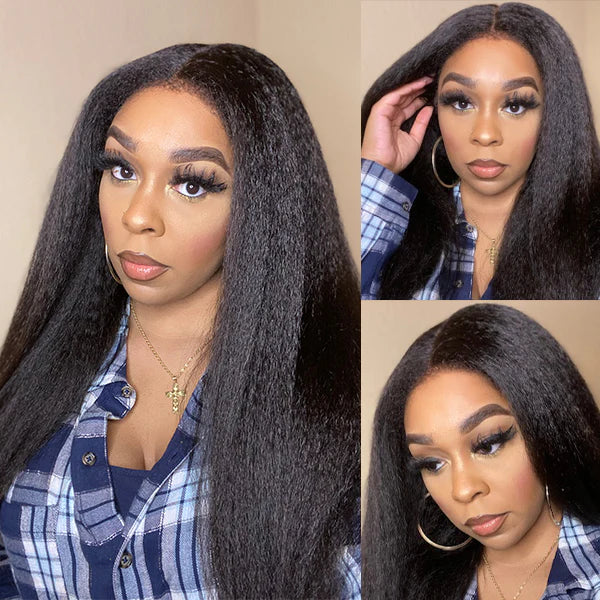 XBL Hair 9A/10A12A Kinky Straight Human Hair Bundles with 5x5 Closure