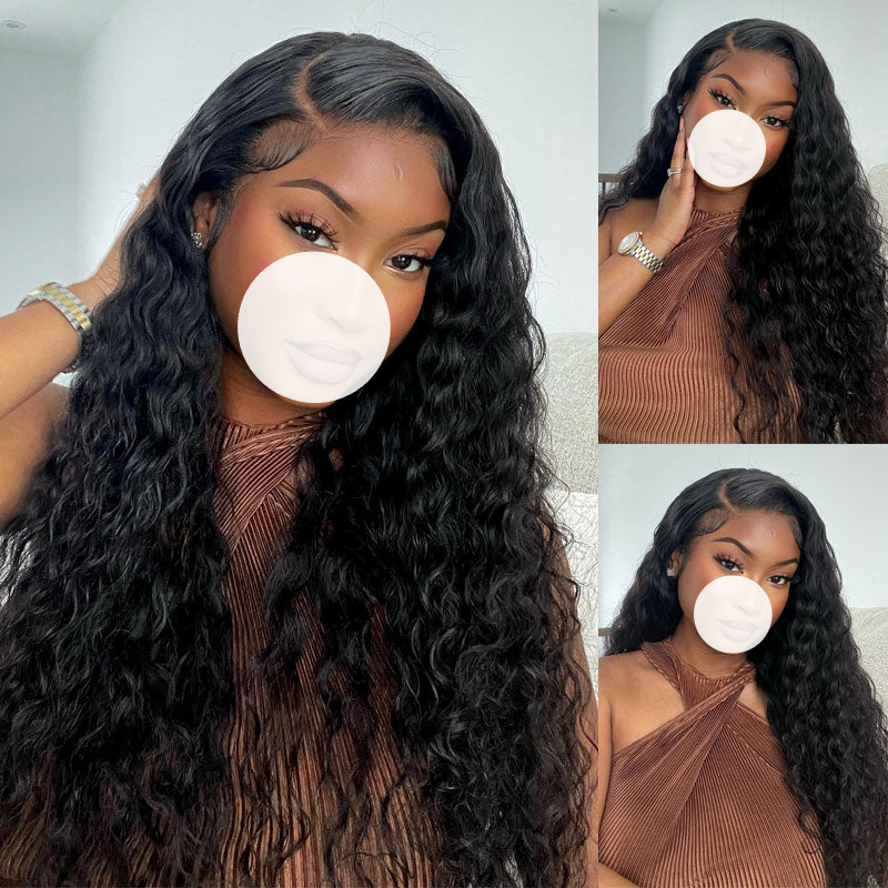 XBL Hair 9A/10A12A Water Wave 3 Bundles Human Hair Extensions With with 6x6 HD Closure