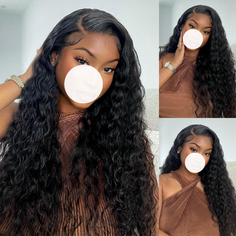 XBL Hair 9A/10A/12A Water Wave Human Hair 3 Bundles with 13x4 Lace Frontal