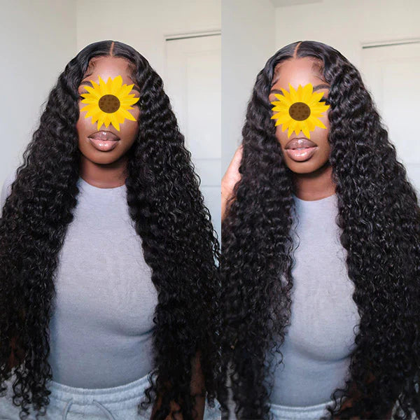 XBL Hair Deep Wave Hair 3 Bundles with 4x4 Lace Closure Human Hair