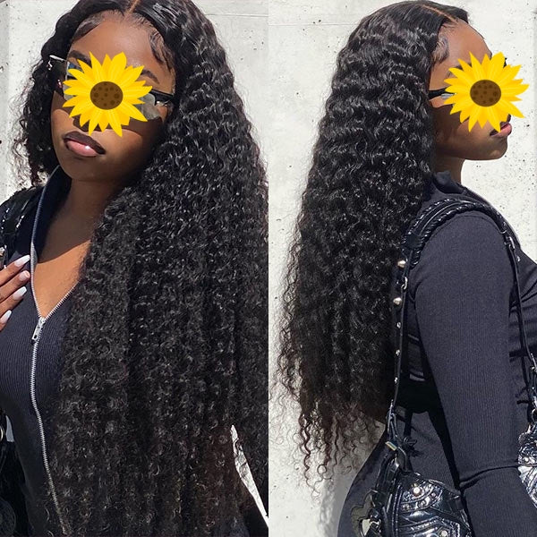 XBL Hair Deep Wave Hair 3 Bundles with 4x4 Lace Closure Human Hair