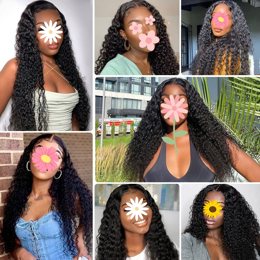XBL Hair Deep Wave Hair 3 Bundles with 4x4 Lace Closure Human Hair