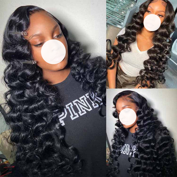 XBL Hair Loose Wave Hair Human Hair 3 Bundles With 4x4 Lace Closure