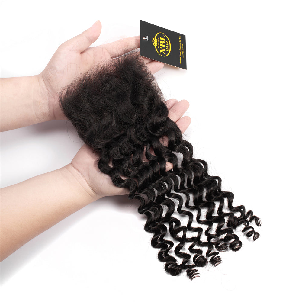 XBL Hair 5x5 HD Lace Closure Deep Wave Small Knots 100% Human Hair