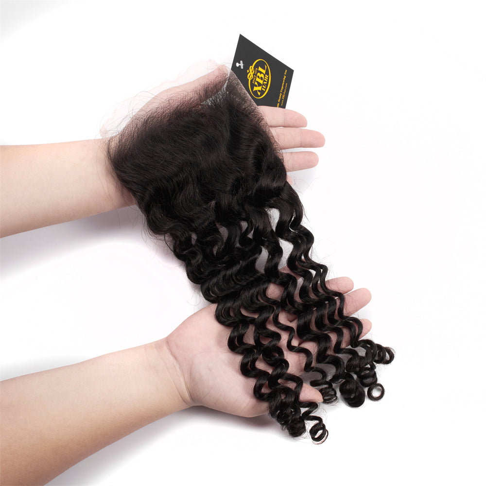 XBL Hair 5x5 HD Lace Closure Deep Wave Small Knots 100% Human Hair