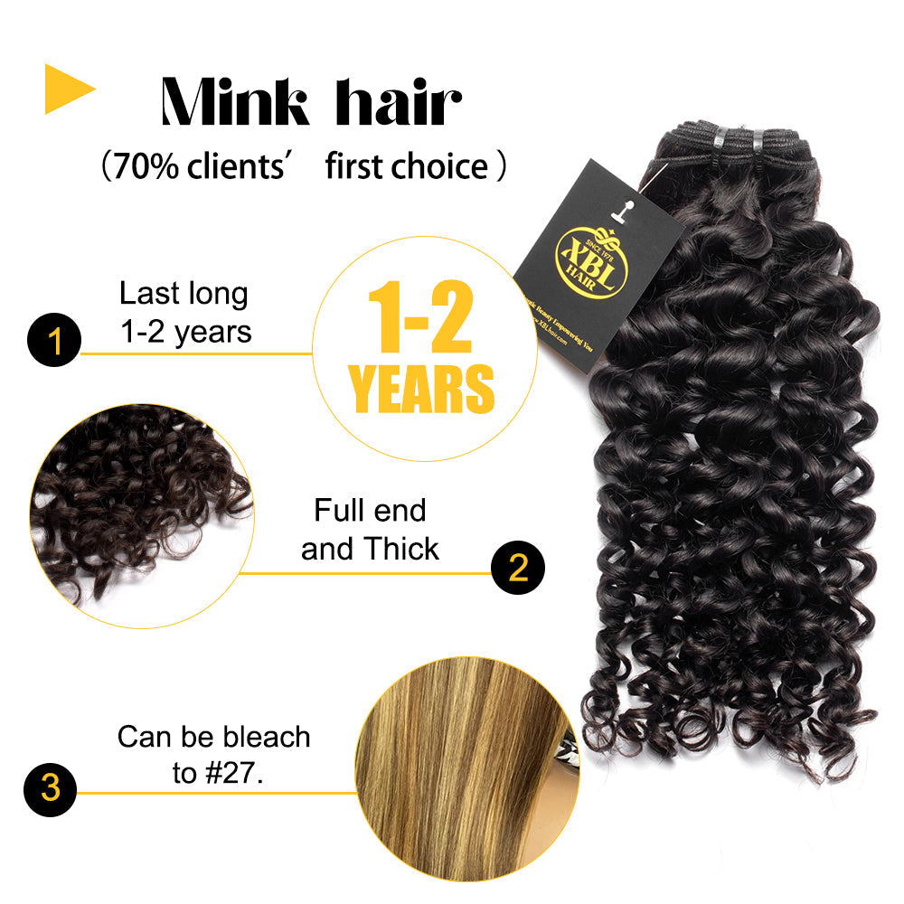 XBLhair Miss Lovely Mink Hair Jerry Curly Brazilian Hair Unprocessed Human Peruvian Hair
