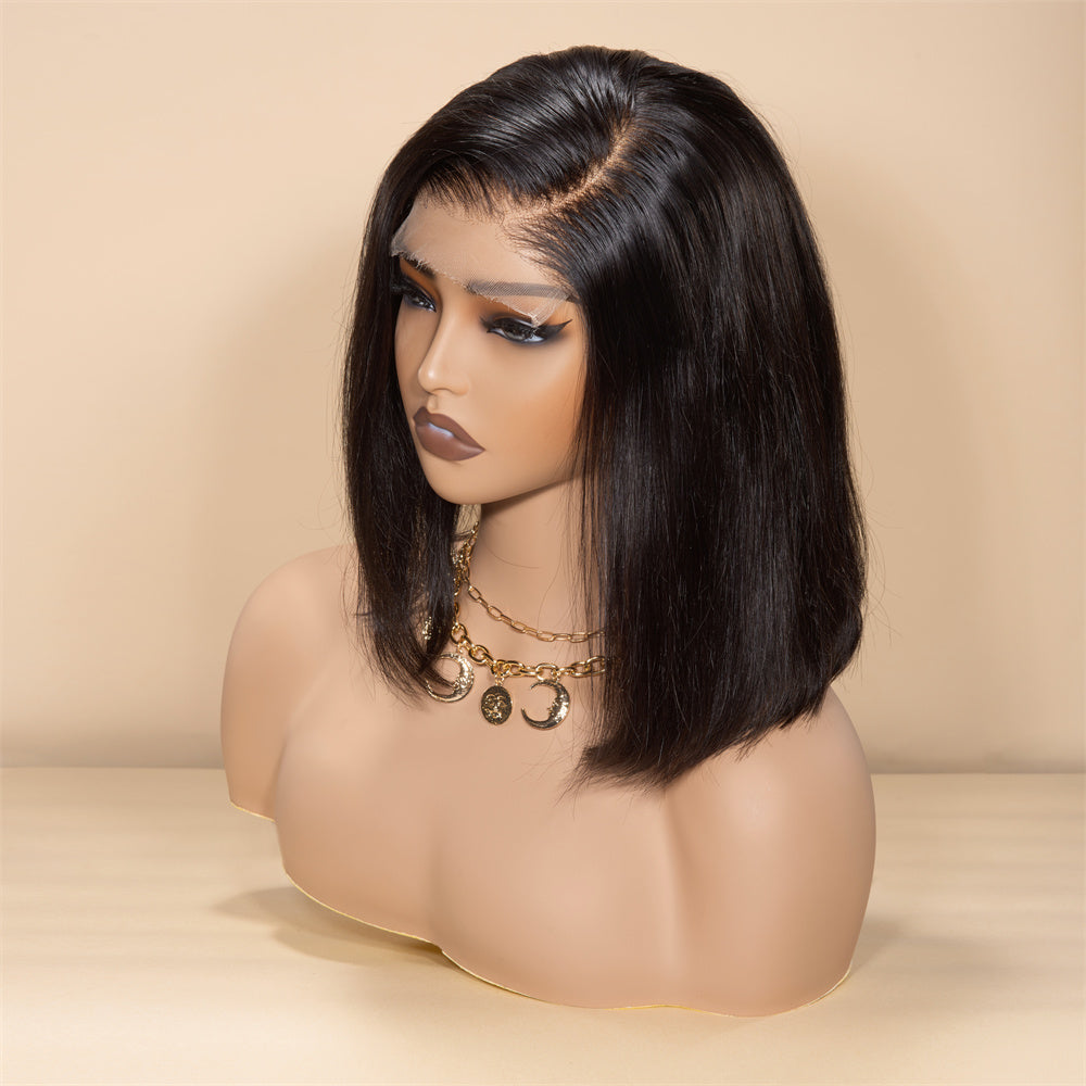 XBL Hair Bob Wig 5x5 HD Lace Straight Short Wig Human Hair Bob Wig With C-part