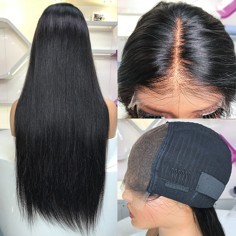 XBLhair 200% Density Glueless 5x5 HD Closure Wig Straight with Bleached Knots