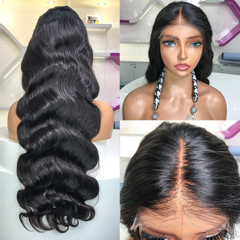 XBLhair Glueless 5x5 HD Closure Wig Body Wave 200% Density with Bleached Knots