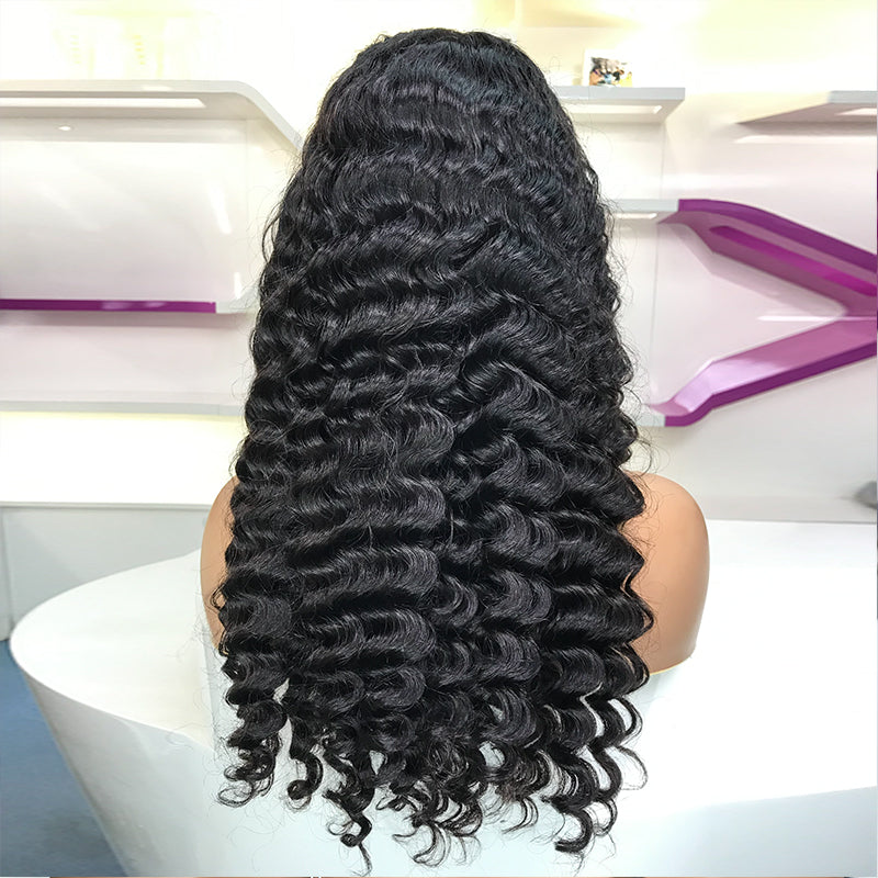 XBL hair Wholesale Glueless Wig Pineapple Wave 5x5 HD Lace Closure Wig Bleached Knots Pre-plucked Human hair Single Knot