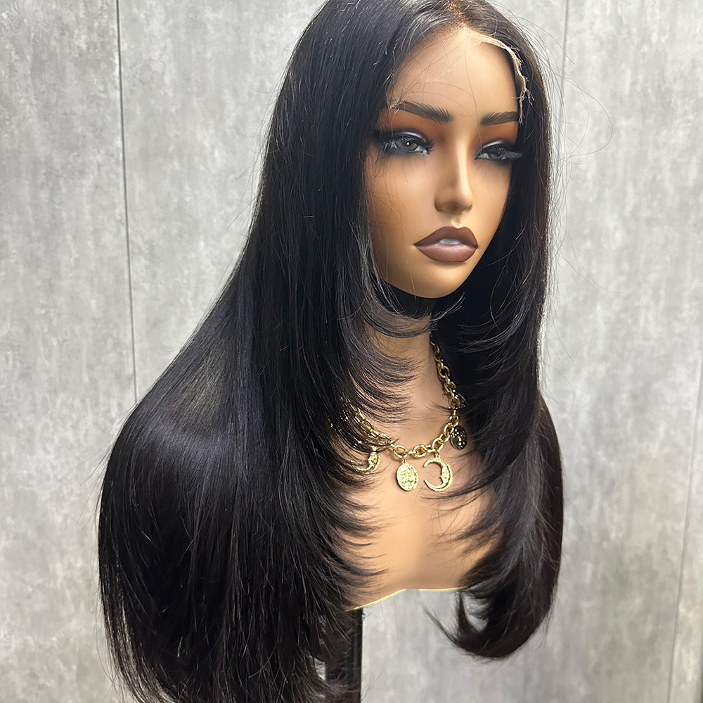 XBL Hair Layer-Cut Star Straight 5x5 HD Lace Closure Wig 250% Density Human Hair Wig