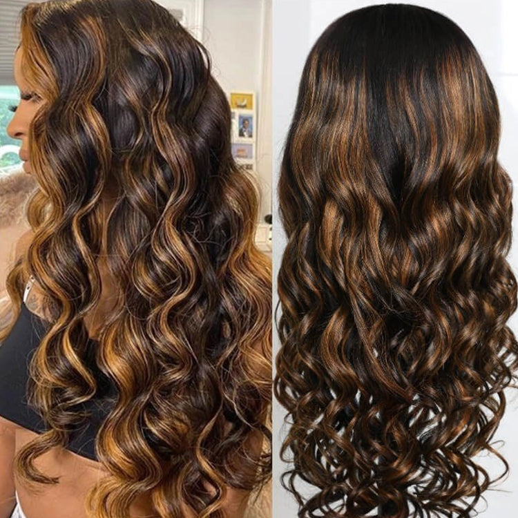 XBLhair OEM Loose Wave Highlight 1b/30 13×4 Transparent  Lace Frontal Wigs