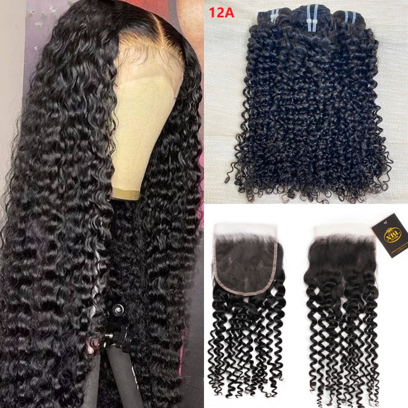 XBL Hair Miss Flawless / Lovely / Pretty Curly Hair 100% Human Hair 3 Bundles With 4x4/5x5/6x6 Lace Closure