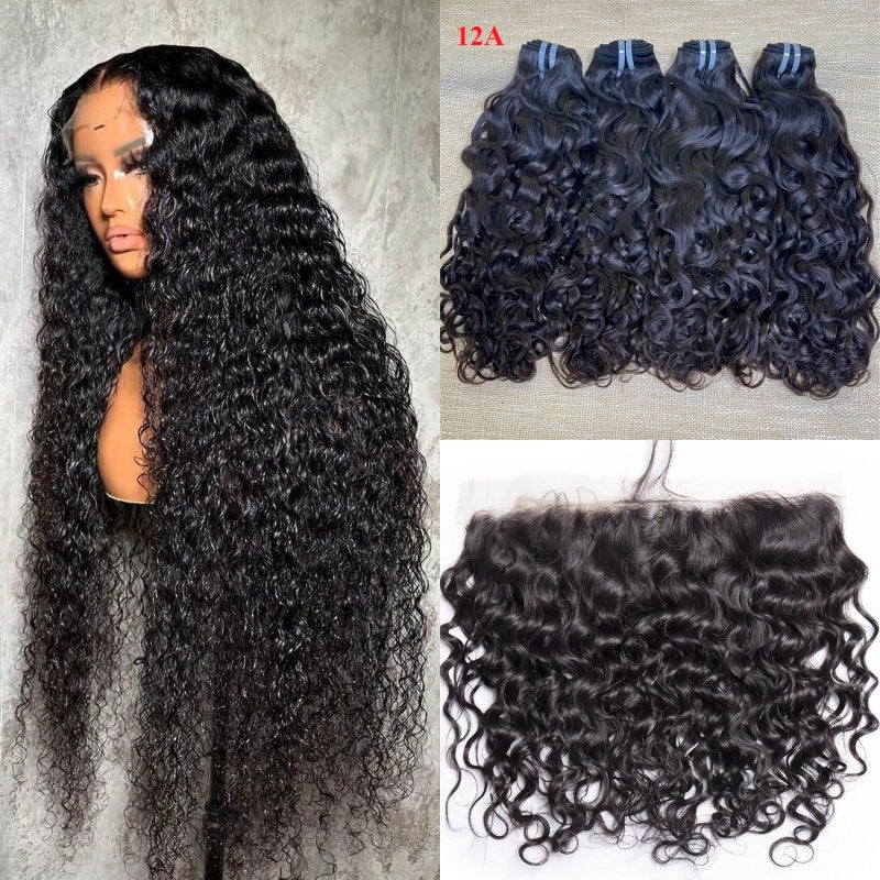 XBL Hair Miss Flawless / Lovely / Pretty Water Wave 3 Bundles with 13x6 Frontal with Bleached Knots