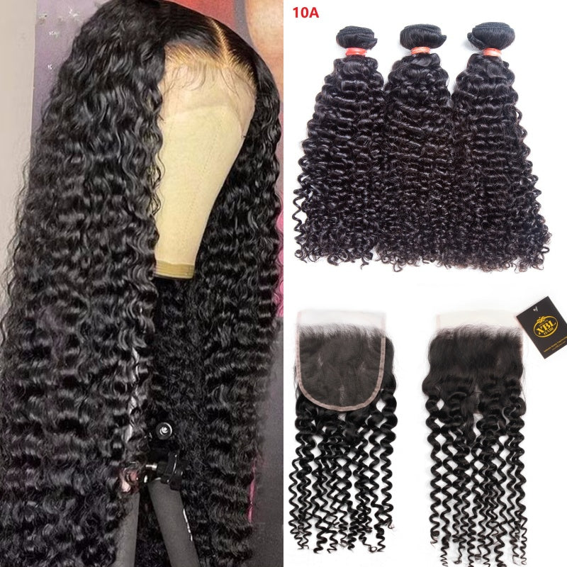 XBL Hair Miss Flawless / Lovely / Pretty Curly Hair 100% Human Hair 3 Bundles With 4x4/5x5/6x6 Lace Closure