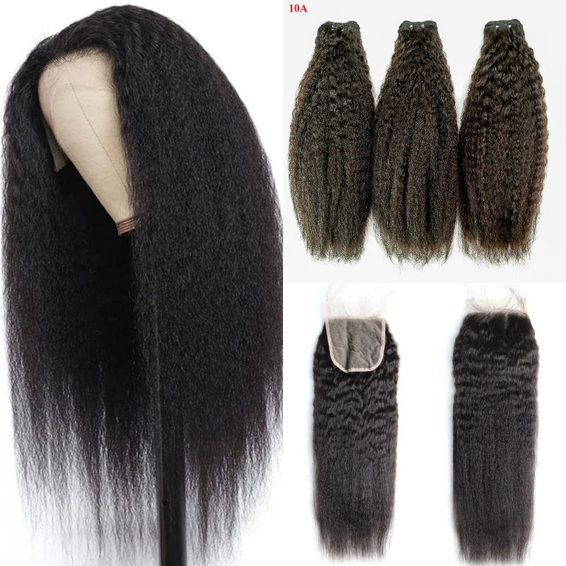 XBL Hair Miss Flawless / Lovely / Pretty Kinky Straight Human Hair 3 Bundles with 4x4/5x5/6x6 Lace Closure