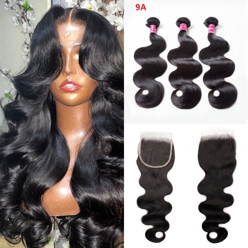 XBL Hair Miss Flawless / Lovely / Pretty Body Wave Human Hair 3 Bundles With 4x4/5x5/6x6 Lace Closure
