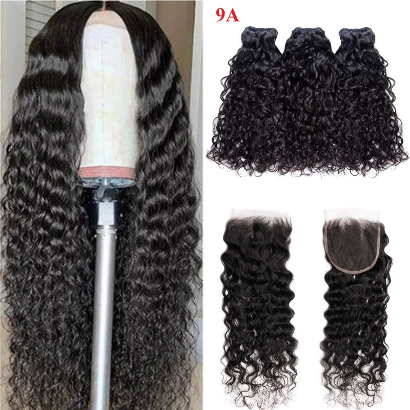 XBL Hair Miss Flawless / Lovely / Pretty Water Wave Bundles with 4x4/5x5/6x6 HD Lace Closure Indian Human Hair Free Part